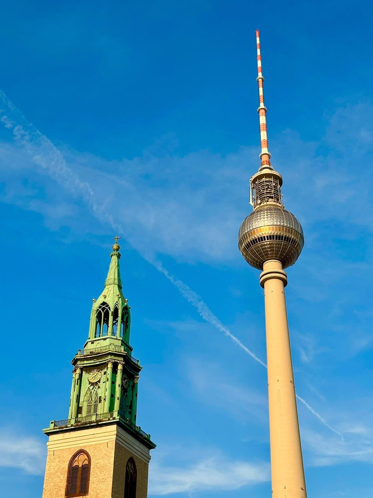 The TV tower and the church spire at Alexanderplatz